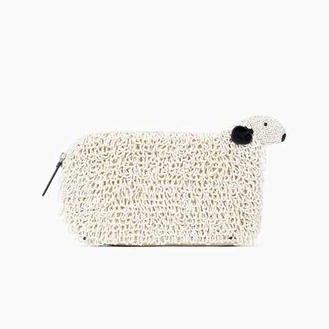 Textured pouch shaped like a sheep on a white background