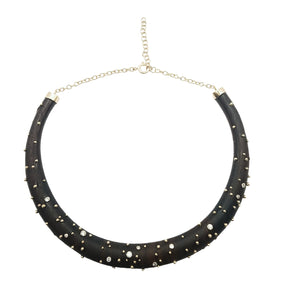 Diamond And Gold Studded Wood Collar