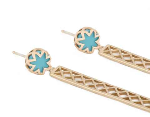Turquoise Starburst Studs With Long Bars