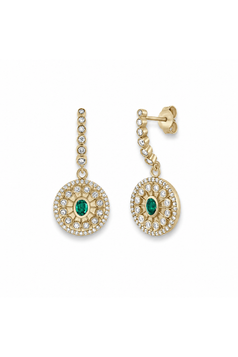 Serenity Emerald Post Dangle Earrings