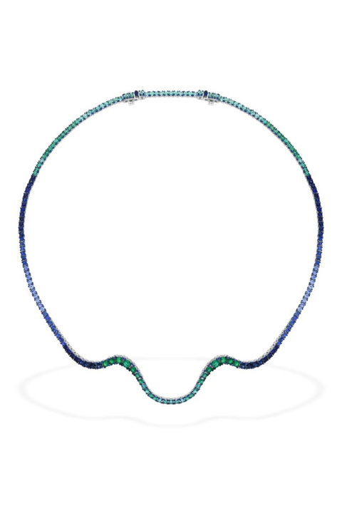 Full Pavé Emerald and Sapphire Radiant Choker