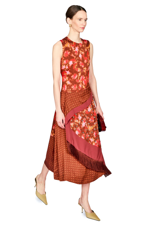 Desert Flower Layered Midi Dress With Fringe