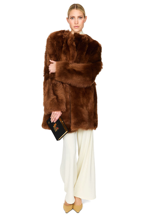 Short Silky Shearling Coat