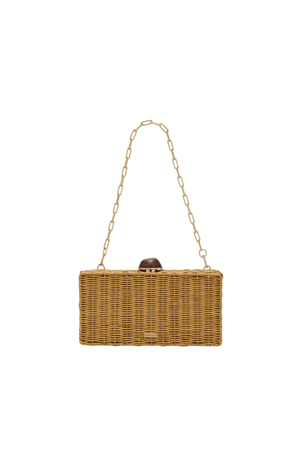 Wicker handbag with a chain strap