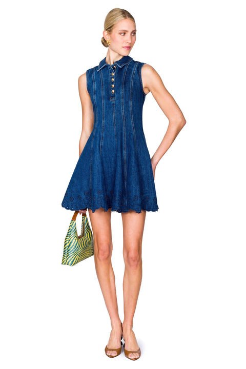 Denim Broderie Mini Dress