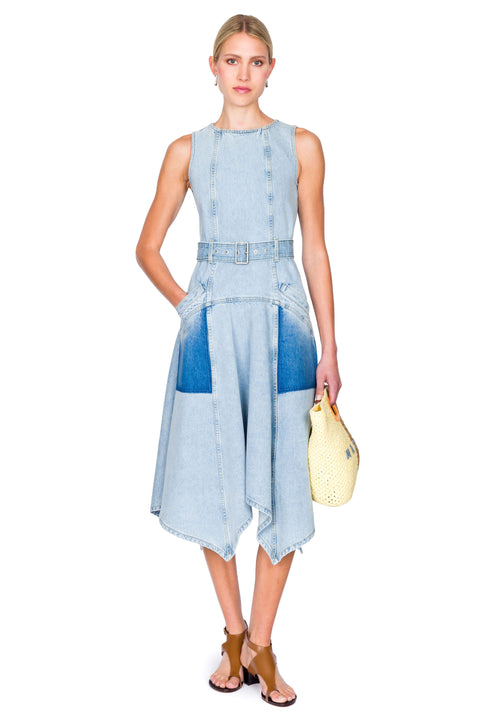 Ghost Patch Sleeveless Midi Denim Dress