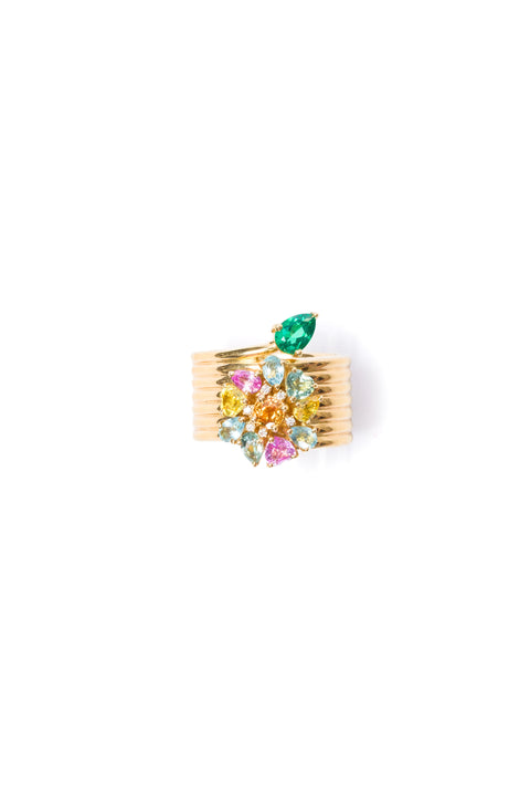 Summer Love Flower and Leaf Ring