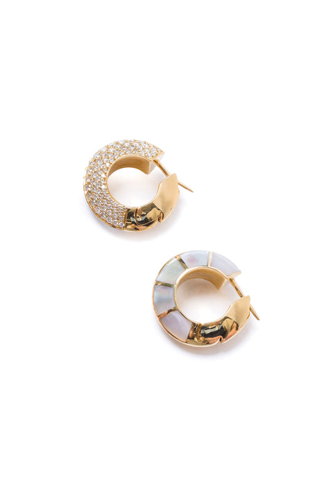 Eclipse Earrings Mother Of Pearl And Diamond Huggies