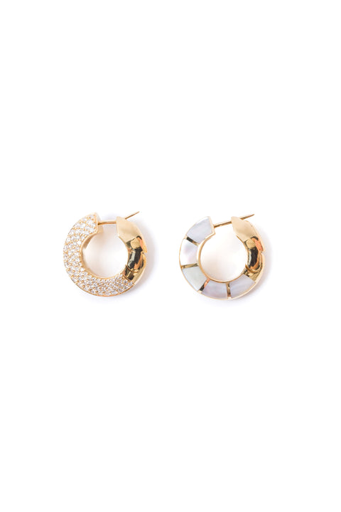Eclipse Earrings Mother Of Pearl And Diamond Huggies