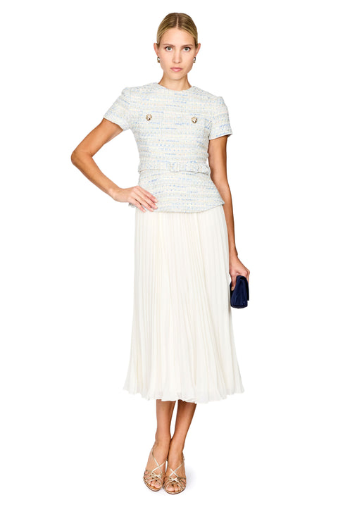 Boucle Chiffon Midi Dress