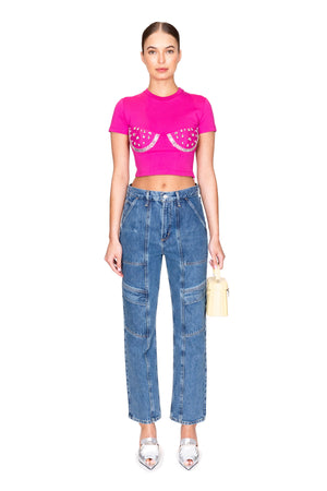 Model wearing Agolde cooper cargo jean in regulation