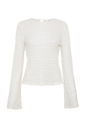 Ghost image of freya diamond pearl top in ivory