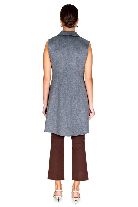 Double-Faced Wool Vest W/ Fox Fur Hem Trim