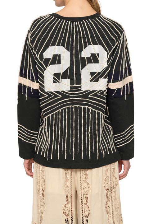 Quin Embellished Beaded Long Sleeve T-Shirt