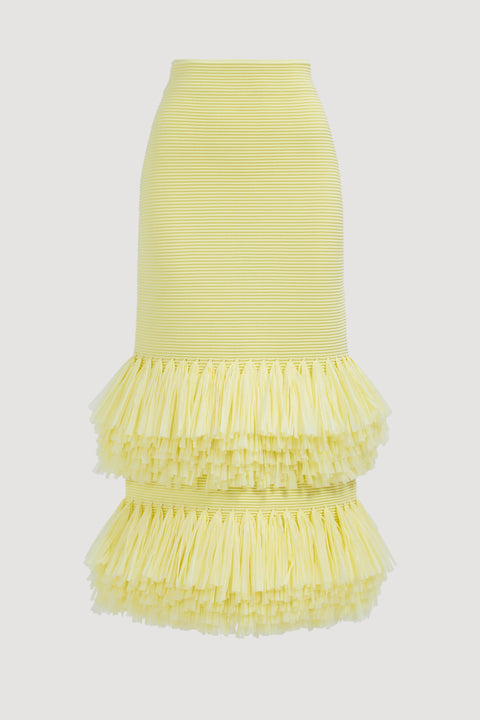 Agave Knit Raffia Midi Skirt