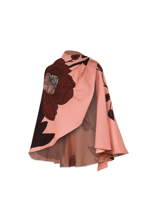 Floral patterned scarf cape on a white background