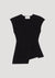 Ghost image of asymmetric sleeveless knitted top in black.