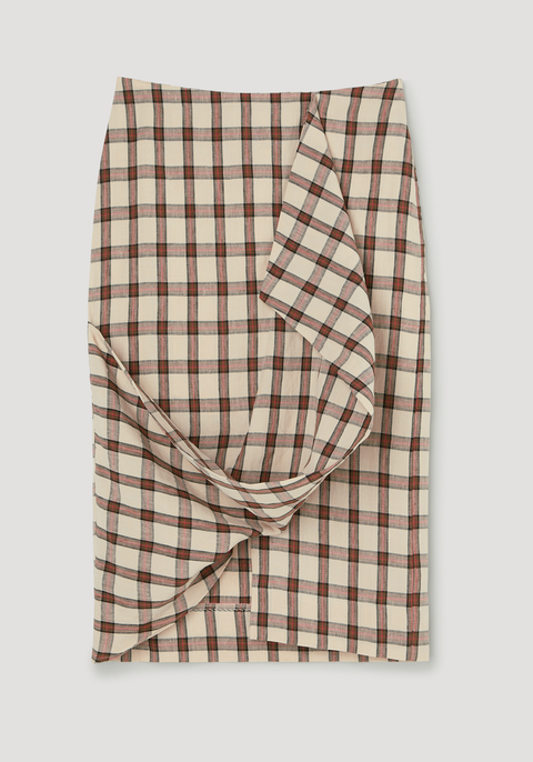 Draped Check Skirt