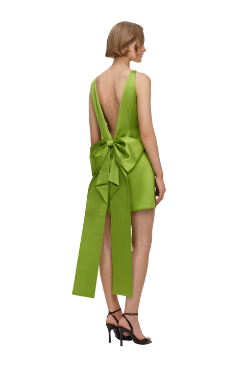 Satin Bow Mini Dress