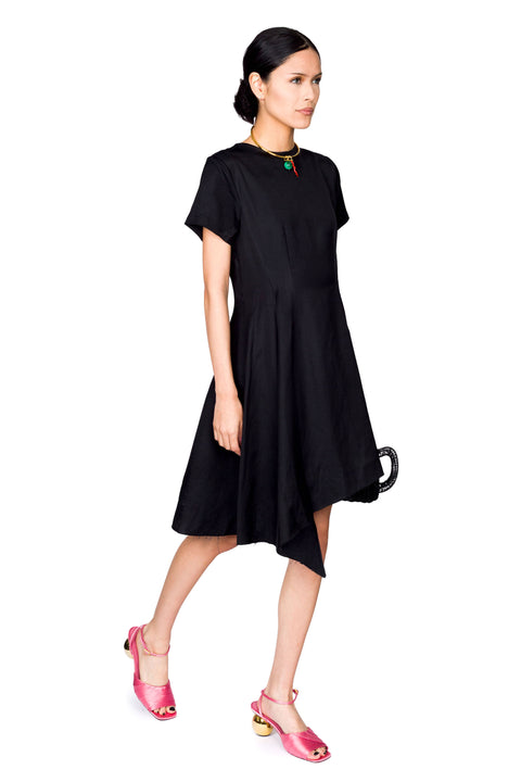 Linen Satin Structured T-Shirt Dress Style