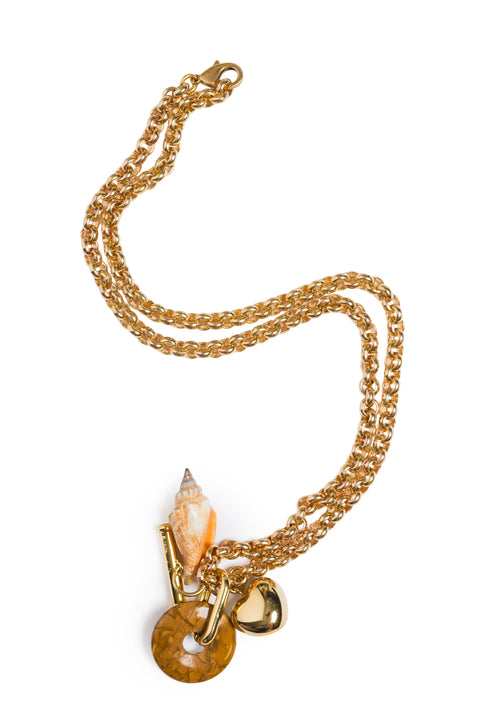 Golden Chain With Shell, Gold Donut, And Golden Shell