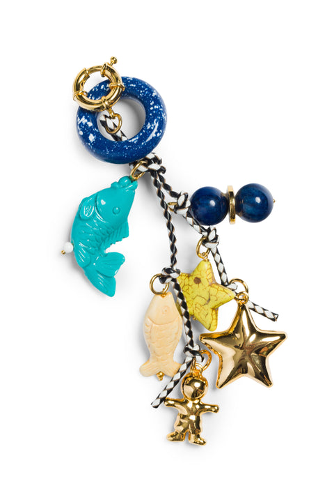 Keycharm With Fishies, Gold Star, Yellow Star, And Golden Boy