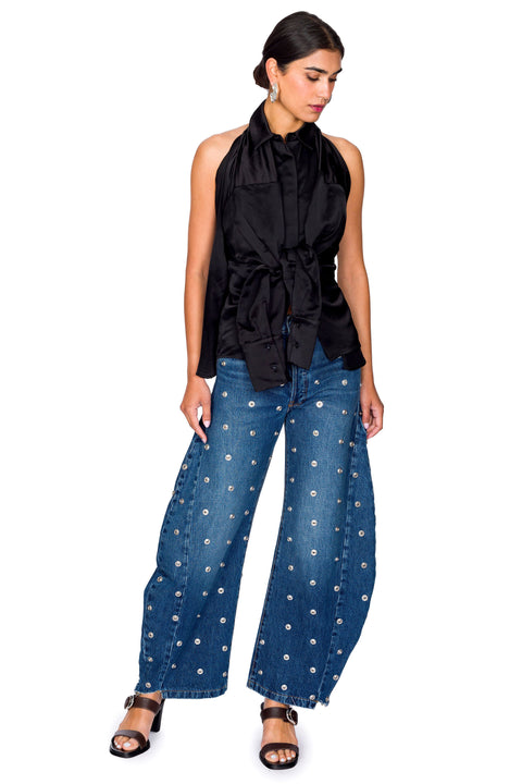 Deconstructed Shirt Halter Neck Top