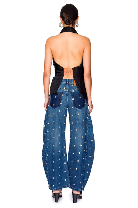 Deconstructed Shirt Halter Neck Top