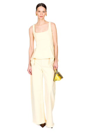 Drill Peplum Strap Corset