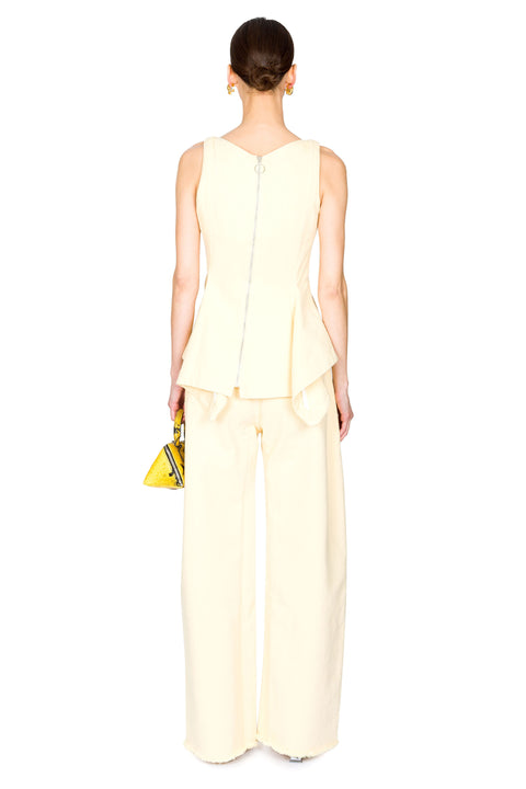 Drill Peplum Strap Corset