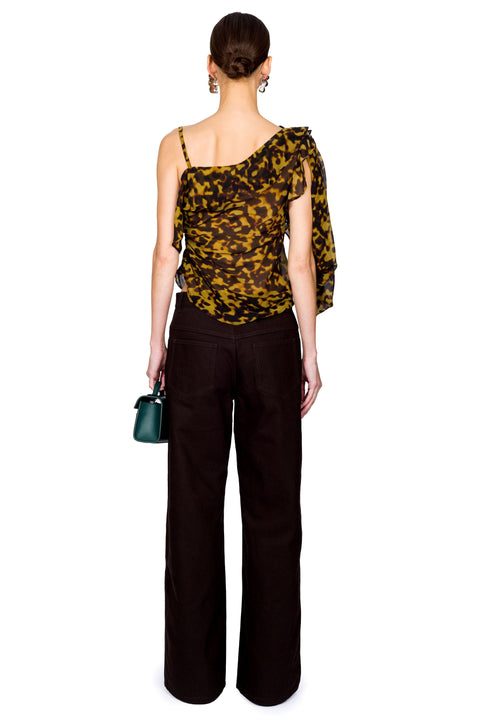 Roule Trimmed Silk Drape Top