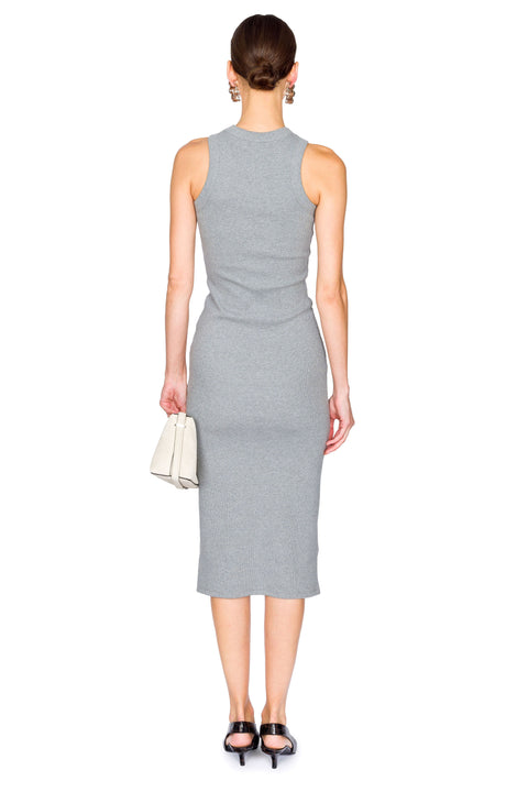 Distressed Crystal Ribbed Knit Midi Tank Dress