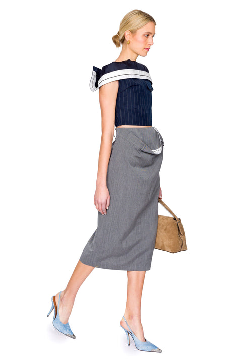 Navy Waist Line Motif Top