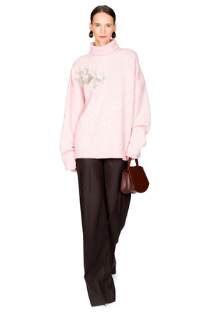 Alpaca Knit Turtleneck Jumper With Embellishment