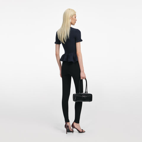 Navy Asymmetrical Knit Top