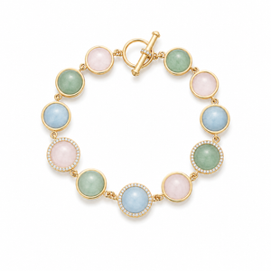Eclipse Bracelet With Aventurine, Rose Quartz, Aquamarine, And Diamonds