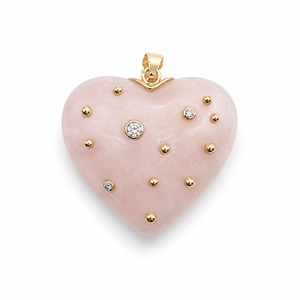 Rose Quartz Studded Heart