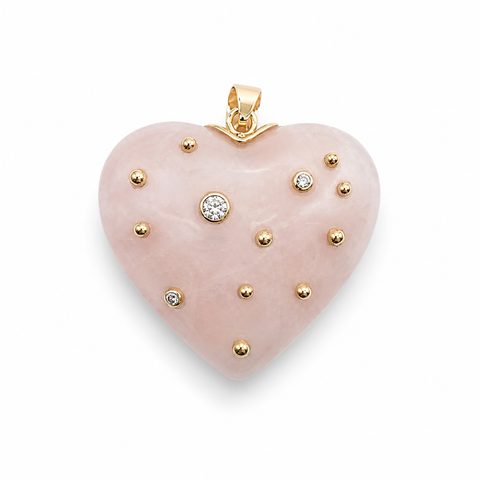 Rose Quartz Studded Heart Pendant