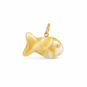 Carved Yellow Onyx Fish Pendant