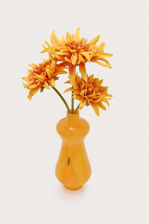 Yellow vase clutch with yellow flowers on a white background