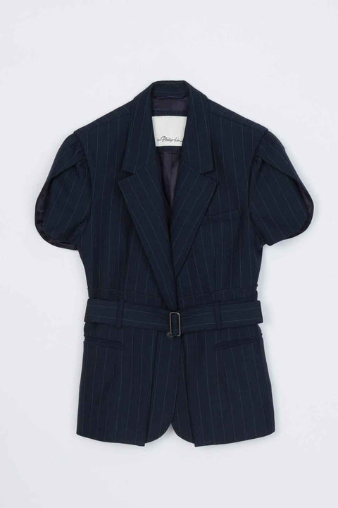 Pinstripe Tailored Tulip Sleeve Blazer