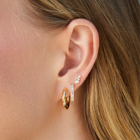 Multi Faceted Diamond Stud Earring