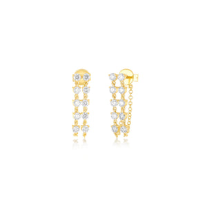 Double Multi Diamond Chain Stud Earring