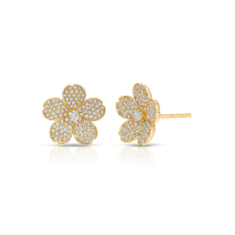Diamond Cherry Blossom Stud Earring