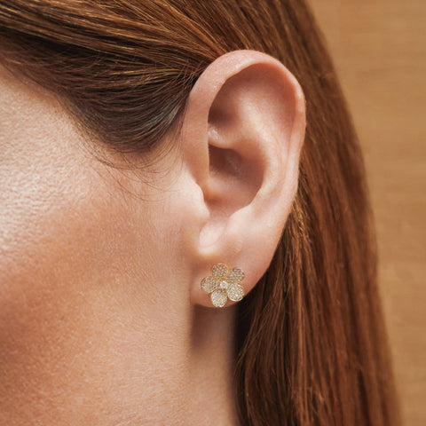 Diamond Cherry Blossom Stud Earring