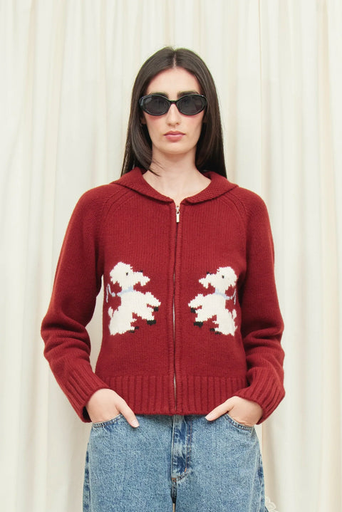 Wellington Poodle Zip-Up Sweater