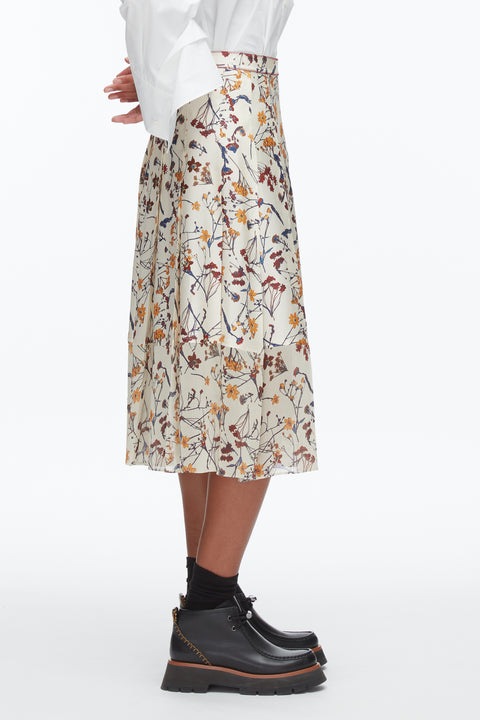 Bliss Floral Pleated Skirt With Chiffon Hem