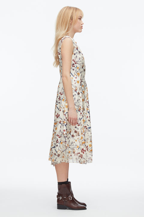 Bliss Floral Sleeveless Dress With Chiffon Hem