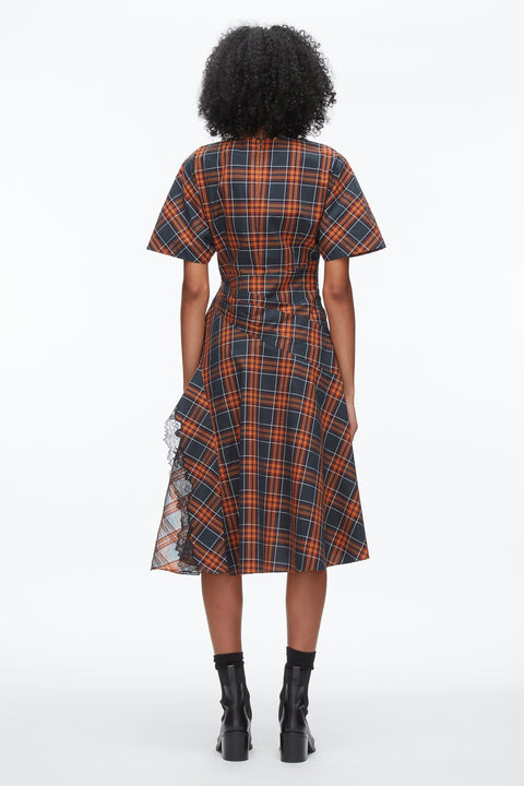 Short Sleeve Draped Dress With Organza Combo