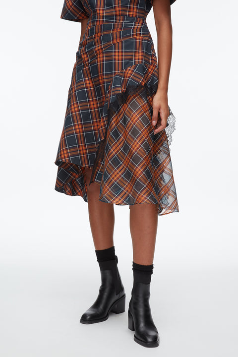 Short Sleeve Draped Dress With Organza Combo